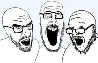 3soyjaks fixed glasses nu_trio open_mouth series:trios_&_duos stubble transparent_background variant:beastjak variant:burnsjak variant:kliksjak // 1976x1272 // 158.3KB