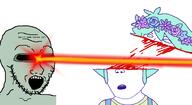 2soyjaks basil_(omori) blood blush clothes flower flower_crown gore green_eyes green_hair laser omori open_mouth plant stubble subvariant:shoyta text variant:gapejak variant:soyak video_game // 2091x1142 // 439.6KB