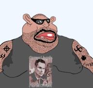 1488 amerimutt brown_skin celtic_cross closed_mouth clothes ear fat george_lincoln_rockwell glasses iron_cross lips mutt nazism schutzstaffel sunglasses swastika tank_top tattoo transparent_background variant:meximutt // 1256x1187 // 553.2KB