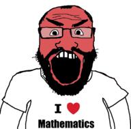 angry arm beard clothes glasses i_love math open_mouth red science soyjak subvariant:science_lover tshirt variant:markiplier_soyjak // 800x789 // 92.2KB