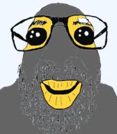 glasses grey_skin oh_my_god_she_is_so_attractive soot soot_colors soyjak soyjak_party stubble variant:israeli_soyjak yellow_skin // 536x611 // 131.0KB