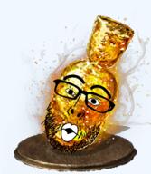 dark_souls estus_flask fire glasses jonathan_estis open_mouth orange_skin potion soyjak stubble variant:nojak video_game // 445x512 // 336.9KB