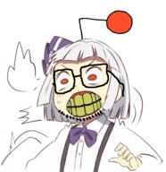 anime antenna arm clothes glasses konpaku_youmu red_eyes reddit soyjak stubble touhou variant:youmujak video_game white_hair yellow_teeth // 573x592 // 334.8KB