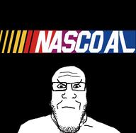 angry closed_mouth coal glasses nascar soyjak stubble text variant:markiplier_soyjak // 1291x1265 // 287.2KB