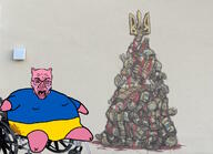 amputee art closed_eyes crying ear flag flag:ukraine glasses hohol hoholcaust open_mouth pig soyjak stubble ukraine variant:rupturejak wheelchair zigaryangem // 1235x897 // 777.6KB