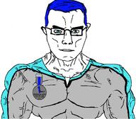 soy2 award badge black_glasses blue_eyes blue_hair closed_mouth eyes glasses gray_shirt grey_shirt mouth nate nate_higgers nick_kiggers nose open_eyes soy2 subvariant:muscular_chud variant:chudjak white_skin // 1061x930 // 48.2KB