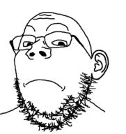 closed_mouth ear frown glasses soyjak stubble variant:gapejak // 686x726 // 116.2KB