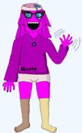 Thinkson arch_linux beanie blush full_body glasses hair hand mud_(user) necklace quote_(user) series:name-tan sock sweater variant:soytan wave waving // 1352x2196 // 63.3KB