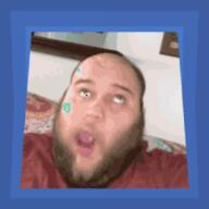 2019 3dgifmaker animated beard closed_mouth clothes colorful distorted ext=gif fat fat_duel glasses irl open_mouth red_tshirt schizo soyboy subvariant:fatjak_irl tshirt variant:fatjak // 250x250 // 98.4KB