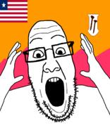 arm bong_county country flag flag:bong_county flag:liberia glasses hair hand liberia liberian open_mouth people's_populist_press soyjak star_(symbol) stubble teeth variant:ppp // 1000x1233 // 48.7KB