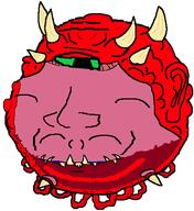 cacodemon demon doom floating green_eyes grin horn sharp_teeth subvariant:massjak variant:gapejak vein // 481x526 // 24.8KB