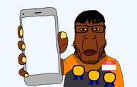 award black_eyes brown_skin dan dark_hair hello_my_name_is_(sticker) holding_object holding_phone namefag_drama namefags png soybooru subvariant:chudplier sweat_stain sweating template transparent_background yellow_nails // 1520x966 // 90.6KB
