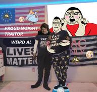 2soyjaks angry baby betsy_ross_flag biting_lip black_lives_matter carpet drawer earring fat flag flag:united_states hair hand irl irl_background kris_kane nikocado_avocado nose_piercing open_mouth painted_nails power_outlet queen_of_spades scale soyjak star tattoo text united_states variant:cobson weighing_scale weird_al_yankovic // 1078x1021 // 1.1MB