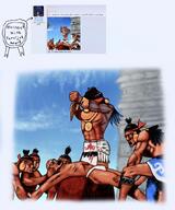 angry arm art award aztec bandana cloud drawfag drawing drawn_background feather full_body glasses hair hand jewelry knife leg multiple_soyjaks native_american open_mouth red_skin request sacrifice scared shadow skirt smile stubble table text underpants variant:feraljak // 1986x2388 // 4.0MB