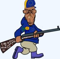 1488 angry award beard brown_skin celtic_cross clothes crescente crying elmer_fudd euromutt european european_union firearm flag flag:european_union flag:palestine glasses gun half_open_mouth hat hunter islam looney_tunes most_obsessed_faggot_award mutt red_eyes rifle shitskin shotgun star_(symbol) subvariant:euromutt swastika sweater tattoo variant:markiplier_soyjak // 1920x1912 // 593.2KB