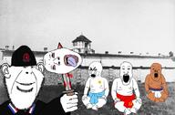 5soyjaks baby blood cap clothes communism concentration_camp croatia crying genocide hat holding_knife holding_object impaled irl_background jasenovac judaism knife military military_cap military_uniform serbia severed_head smile soyjak tongue uniform ustasha ustashism variant:a24_slowburn_soyjak variant:bernd variant:impish_soyak_ears variant:markiplier_soyjak variant:soyak world_war_2 // 1077x704 // 685.8KB
