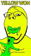 aliased animal beard cat crying eat eating fat glasses green_skin happy holding_object holding_soylent looking_at_you open_mouth skinny smile subvariant:soyak_front traced variant:gapejak variant:soyak yellow_skin // 1080x1920 // 254.8KB