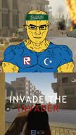 angry arabic arabic_text background chud closed_mouth clothes ear front_facing glasses hair headband islam islamic logo meta:tagme noob roblox star_and_crescent subtitles subvariant:muscular_chud variant:chudjak vein video video_game yellow_skin // 720x1280, 79.3s // 48.1MB