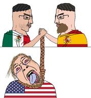 beard chud flag:mexico flag:spain handshake hanging mexico noose rope spain spaniard spanish stubble variant:bernd variant:chudjak // 1560x1677 // 737.6KB