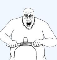 blart glasses open_mouth riding scooter soyjak stubble template transparent_background variant:blartjak // 876x921 // 16.8KB
