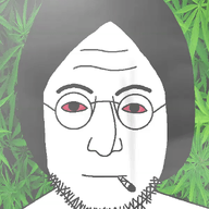 eyebrows forehead_lines glasses hair mouth_closed nose red_eyes soyjak stoner stubble variant:lennonjak weed // 600x800 // 13.6MB