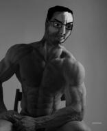 black_and_white buff closed_mouth gigachad glasses hair irl monochrome sleek_n_tears soyjak variant:chudjak // 831x1024 // 392.4KB