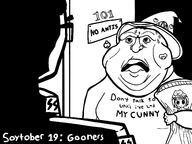 anime art artist:wauwboer black_and_white body_pillow chud cirno clothes door drawfag drawing fat glasses hat lips loli meta:soytober meta:soytober2024 nazism pedophile sweater sweating text variant:chudjak variant:meximutt wizard_hat // 1890x1417 // 173.5KB