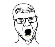 glasses open_mouth screaming soyjak stubble variant:frickerjak_or_gibson yellow_teeth // 679x581 // 12.5KB