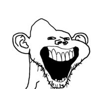 brainlet deformed ear laughing open_mouth soyjak stubble subvariant:splicejak template variant:impish_soyak_ears // 485x457 // 27.9KB