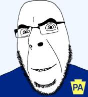 badge clothes glasses looking_at_you pennsylvania smile smug soyjak stubble variant:cobson // 775x849 // 89.5KB