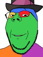 barneyfag closed_mouth clothes don_turtelli glasses hat smile soyjak stubble subvariant:wholesome_soyjak trend:colorjak variant:gapejak // 602x800 // 49.7KB