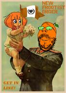 communism fnwo froot frootist_new_order mymy_(ongezellig) new_frootist_order ongezellig orange_hair orange_skin propaganda smile soviet_union variant:gapejak // 859x1200 // 1.1MB
