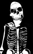 black_background bone closed_mouth eye_socket eye_sockets glasses pelvis ribcage series:skeletonjaks shading shadow skeleton skull spine subvariant:hornyson variant:cobson // 948x1547 // 365.7KB