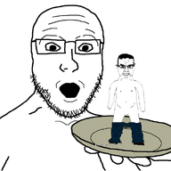 animated holding_object holding_plate plate poyopoyo pyokopyoko soyjak tiny_penis variant:chudjak variant:platejak // 725x586 // 177.4KB