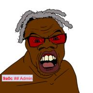 9a0c 9a0c_(pedophile) big_lips black_skin gray_hair meta:namefags negro nigger soyjak subvariant:feralnigger text variant:feraljak wide_nose // 2048x2048 // 182.7KB