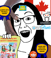 award badge black_skin canada comic female flag glasses hair hand long_hair looking_at_you nigger onlyfans open_mouth pizzacakecomic reddit rent_free teeth text variant:unknown webcomic white_background white_skin // 700x800 // 253.8KB