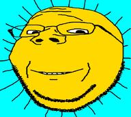 glasses smile soyjak star stubble subvariant:wholesome_soyjak sun teeth variant:gapejak yellow yellow_skin // 900x800 // 116.4KB