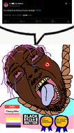 ack award black_lives_matter black_man black_skin bloodshot_eyes blue_tongue clascy_jitto coon crying dark_skin darkie dude eyebrows facial_hair hello_my_name_is_(sticker) indie jcportals jigaboo male man musician nigger non-binary non-binary_flag noose nose pizza_tower purple_hair queen_of_hearts red_eyes soundtrack_composer speech_bubble spook stubble suicide tranny trans transgender_flag transgirl troon variant:bernd wrinkles xitter yellow_teeth // 459x820 // 74.1KB