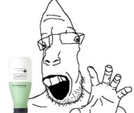 animated crying drinking glasses open_mouth soy soyjak soylent stubble teeth variant:parrotjak // 682x576 // 1.5MB