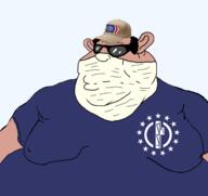 amerimutt bandana brown_skin clothes ear fat featured fixed glasses gynaecomastia hair hat mask mouth_mask mutt patriot_front sunglasses transparent_background tshirt variant:meximutt // 1675x1583 // 313.8KB