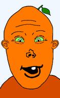 admin froot froot_(user) green_eyes green_sclera leaf one_tooth orange_skin stem transparent_background variant:vlodson // 640x1038 // 57.5KB