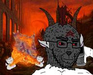 arm baphomet closed_mouth clothes concerned demon ear fire full_body hand hell holding_object horn leg multiple_soyjaks open_mouth pentagram phone reddit soyjak tranny variant:bernd variant:impish_soyak_ears variant:soyak wing // 1800x1440 // 2.3MB