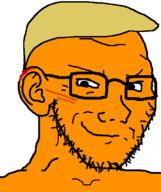 blond blood donald_trump ear glasses orange_skin smug stubble variant:soyak wound yellow_hair // 632x756 // 472.5KB