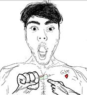 arm buff gym hair hand heart holding_object holding_syringe mustache open_mouth steroids stubble syringe text variant:unknown // 1080x1176 // 355.8KB