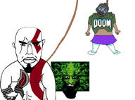 ack angry blade block buff crying cube doom doom_guy full_body goatee gun helmet kratos mask military muscles powerscaling rope sword tattoo tranny troon variant:bernd variant:chudjak variant:markiplier_soyjak weapon // 1920x1420 // 756.4KB