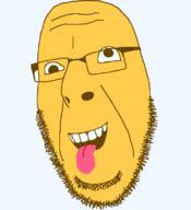 crazed crazy emoticon glasses open_mouth series:soymoji stubble tongue variant:cobson yellow yellow_skin // 721x789 // 29.6KB