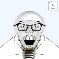 angry argon chemistry element glasses lightbulb noble_gas open_mouth series:elementjaks soyjak stubble text variant:feraljak // 1484x1500 // 785.7KB