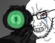 2soyjaks bloodshot_eyes crying firearm glasses open_mouth shooting soyjak stretched_mouth stubble variant:markiplier_soyjak variant:soyak weapon // 943x742 // 514.7KB