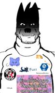 blush closed_mouth discord ear flower furry glasses grin leaf nazism plant proto-slopjak stubble sweating text variant:markiplier_soyjak // 800x1349 // 486.7KB