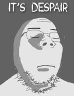closed_eyes closed_mouth despair frown glasses its_over sad shadow soyjak stubble text variant:gapejak // 642x827 // 89.8KB